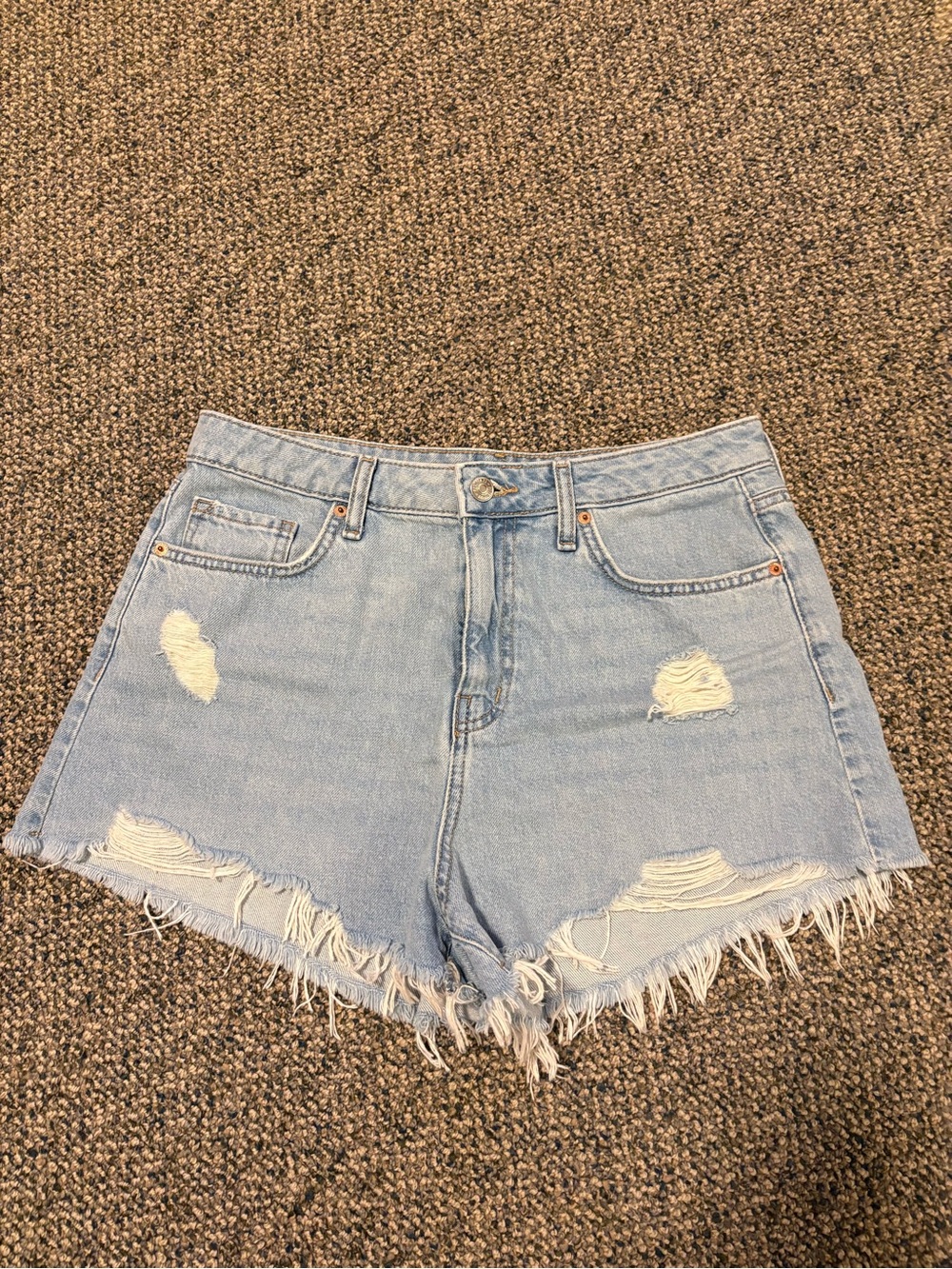 Forever 21 Light Blue Distressed High-Rise Denim Shorts